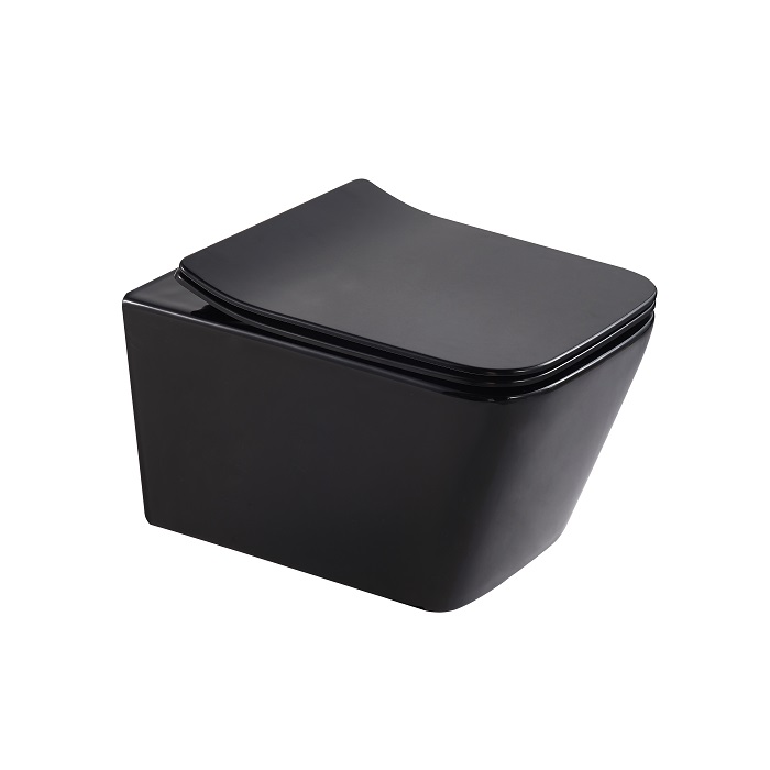 1622-220-81 ELAN BLACK Rimless Унітаз підвісний керамічний 520x365x345 mm, кришка в комплекті