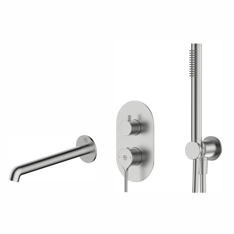 2039-401-21 SILVIA PVD BRUSHED NICKEL Змішувач для ванни внутрішнього монтажу з душ. комплектом