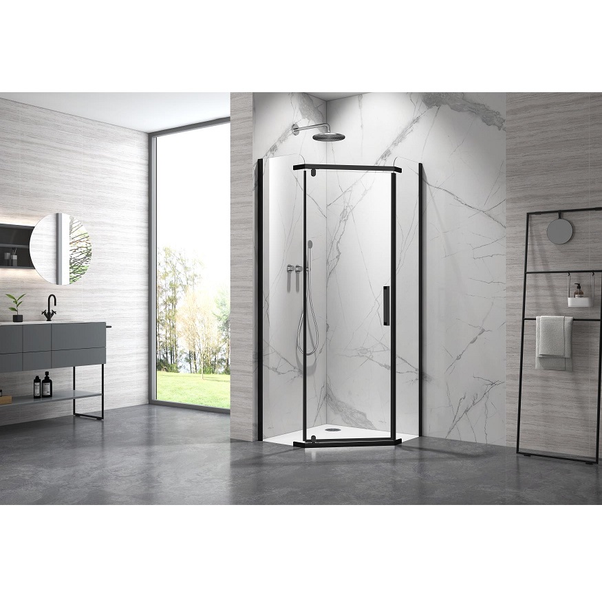 MAIN BLACK 90x90x200см Душова кабіна п'ятикутна, скло прозоре 6мм, профіль чорний 111-09371B