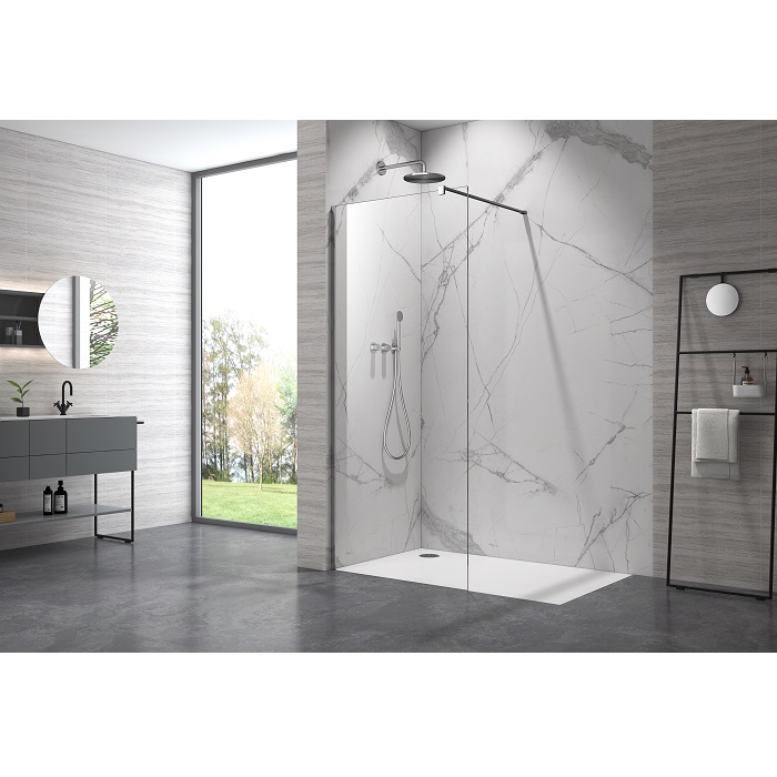 RIO GRANDE 110x200 см. Душова кабіна типу WALK-IN, скло прозоре, 8мм.,профіль хром 113-40036
