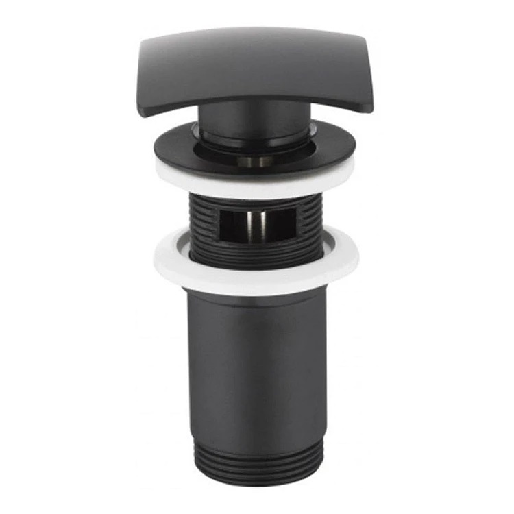 550-454-81 W002-Q Клапан зливний CLICK-CLACK квадратний з переливом BLACK, POP-UP