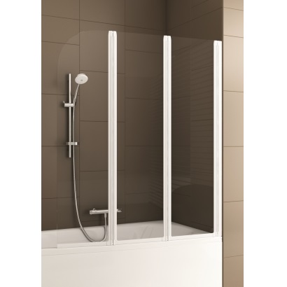 170-06953P MODERN 3 Шторка для ванни, білий профіль, скло прозоре, 120/140