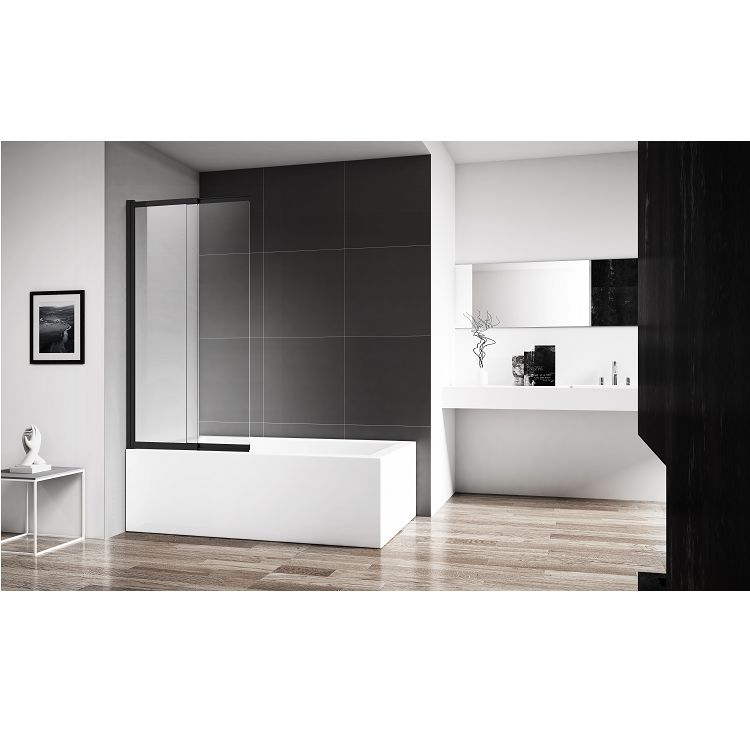 170-32500B NOVUM BLACK (735-750)-(1035-1050)*1400 Шторка для ванни розсувна, скло прозоре 6 мм., профіль алюмінієвий чорний