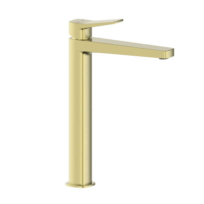 4522-712-31 MALAGA Змішувач для умивальника настільний, в к-ті сифон click-clack, BRUSHED LIGHT GOLD