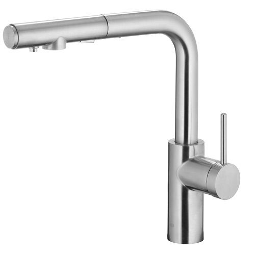 6623-119-22 DUERO PURE BASIC PULL OUT Змішувач для мийки з витяжним носиком, з функцією фільтрації води (без фільтра), сталь