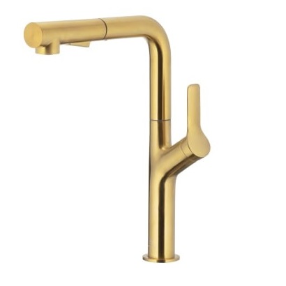 6623-220-31 DUERO DESIGN GOLD Змішувач ARMATURA для мийки настільний з витяжним душем INOX