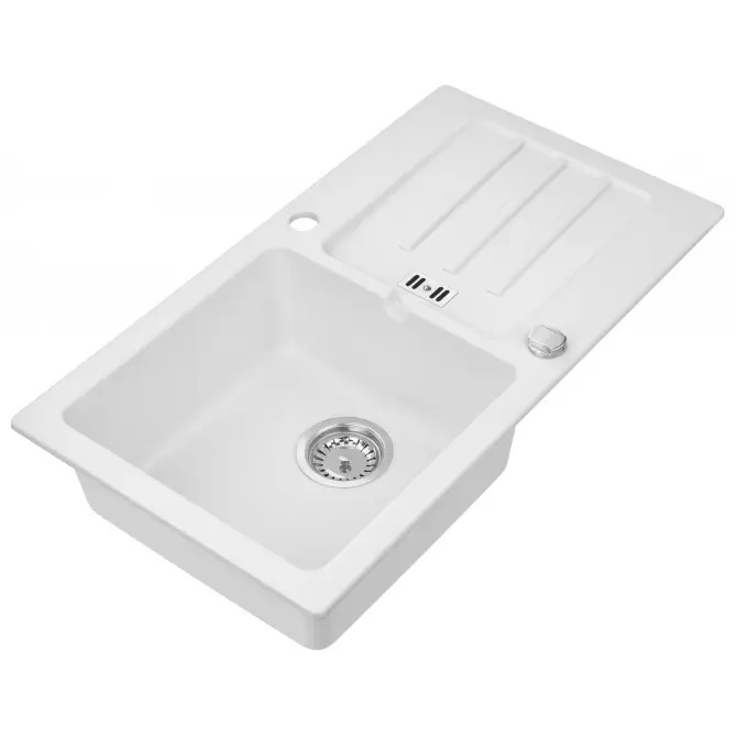 MALIBU 40 колір pure white 108.Мийка AXIS гранітна, в комплекті кріплення і сифон POP-UP 11A.MU040.120.0021A
