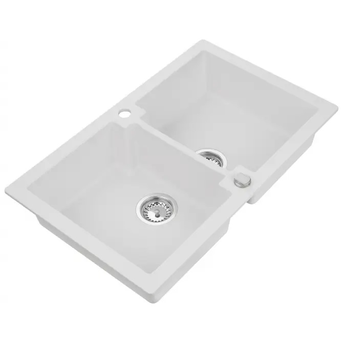 MOJITO 160 колір pure white 108.Мийка AXIS гранітна, в комплекті кріплення і сифон POP-UP 11A.MO160.120.1021A