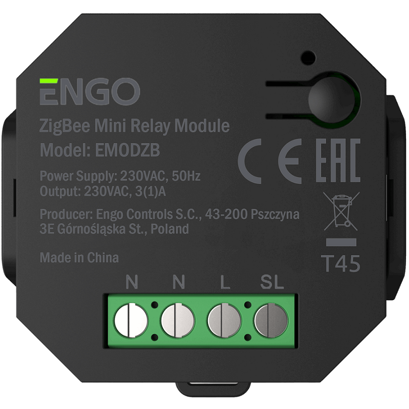 EMODZB Бездротове реле ZigBee 3.0 для центру комутації ECB08M230