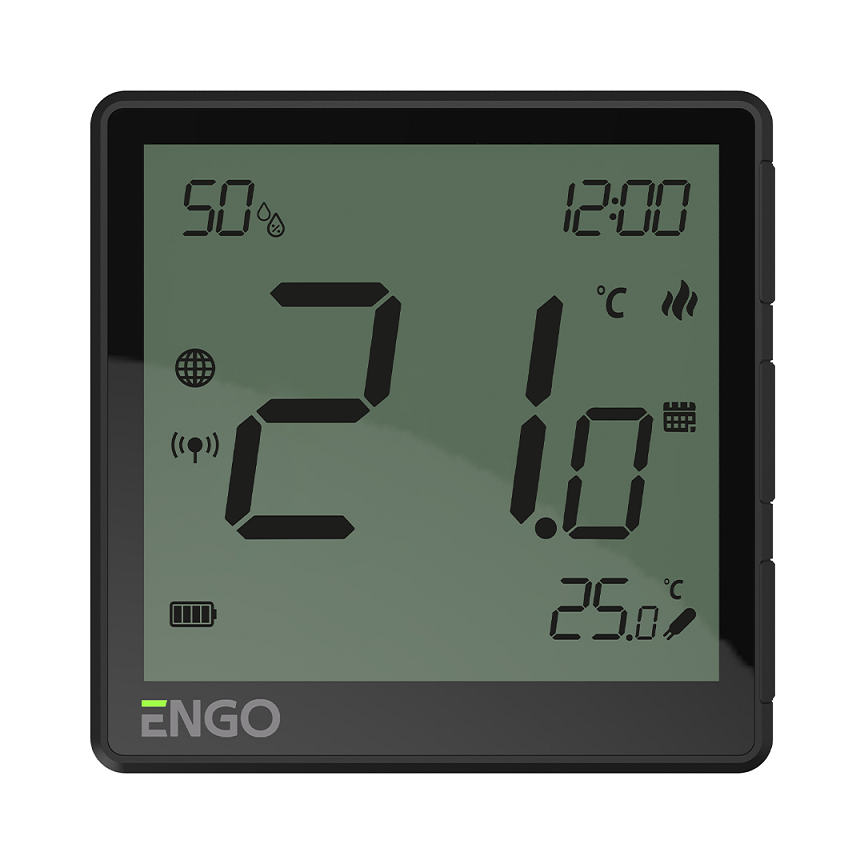 EONEBATB Накладний Інтернет-термостат ZigBee 3.0, жив. Li-ion 3,7V (чорний)