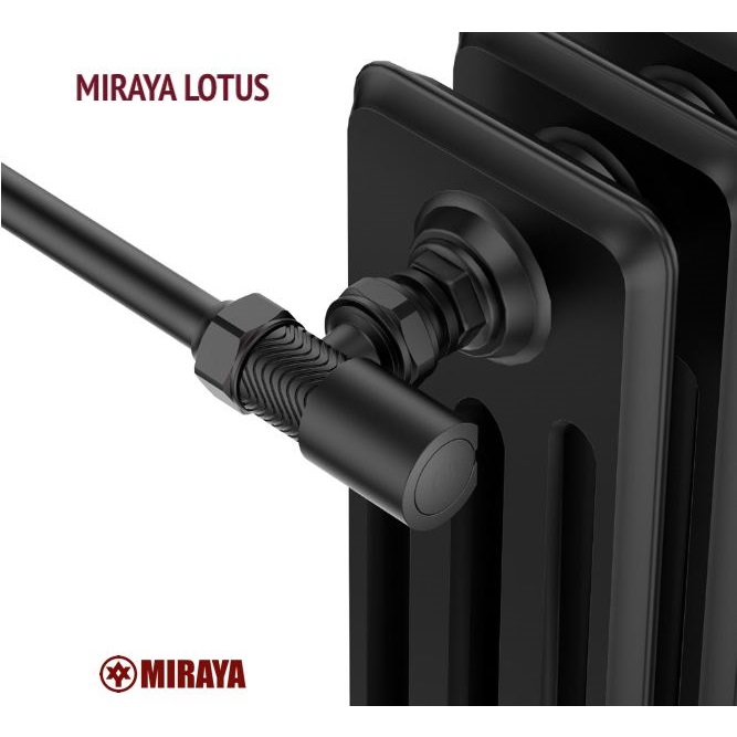 609211 Комплект радіаторних кутових вентилів MIRAYA з трубками LOTUS 1/2" чорний мат.